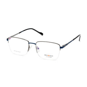 Lunettes grises Jack Metal Plano, monture carrée, demi-cercle, style professionnel unisexe, anti-UV, modèle 5076 - Product Image 3