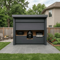 Cuisine extérieure modulaire multifonctionnelle de luxe en acier inoxydable 304, abri de jardin électrique, sans formaldéhyde, anti-rouille, avec barbecue intégré