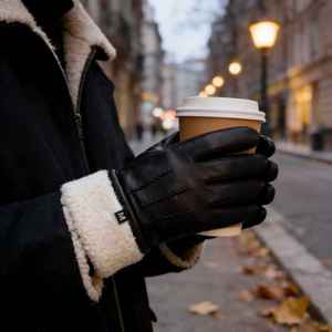 <span class=keywords><strong>Gants</strong></span> en cuir véritable pour hommes, finement ajustés, doublure en fourrure d'agneau véritable, super chauds, doux <span class=keywords><strong>et</strong></span> unis - Product Image 1