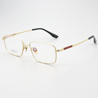 H2373 Lunettes pleine monture en or massif avec bois de santal et titane pur, durables, unisexes, avec étui à lunettes inclus