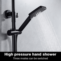 Ensemble de douche complet SANIPRO moderne DWD noir et chrome avec mitigeur bain chaud/froid, robinets de salle de bain en laiton et douche pluie