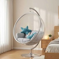 Chaise œuf moderne en métal transparente dorée avec support, idéale pour salon et chambre à coucher – Meilleure vente