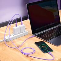 Kabel data silikon pengisi daya cepat, kabel data silikon Tipe C ke tipe-c untuk ponsel Usb C 65W