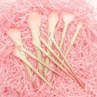 Lot de 10 pinceaux éventail professionnels en poils synthétiques de qualité supérieure, manche en aluminium, pour le maquillage du visage, le correcteur, le blush et le baume à lèvres