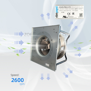 พัดลมระบายความร้อนแบบแรงเหวี่ยง ebmpapst รุ่น K3G450-PB24-01 ขนาด 630*630*530 มม. กำลังไฟ 400 วัตต์ แรงดันไฟฟ้า 480 โวลต์ ความเร็วรอบ 2600 รอบต่อนาที ปริมาณลม 7865 ลูกบาศก์เมตร/ชั่วโมง  พร้อมตลับลูกปืนแบบ Ball Bearing สำหรับอินเวอร์เตอร์ - Product Image 3