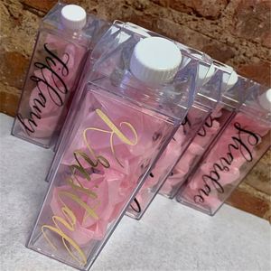Amazons Hot Sell 500ML Square Drinking Bottle Plastic <b>Clear</b> Acrylic Milk Carton Water Bottle - Product Image 3