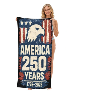 Serviette de plage en microfibre à forte absorption d'eau, motif drapeau américain imprimé, commémoration du 250e anniversaire - Product Image 1