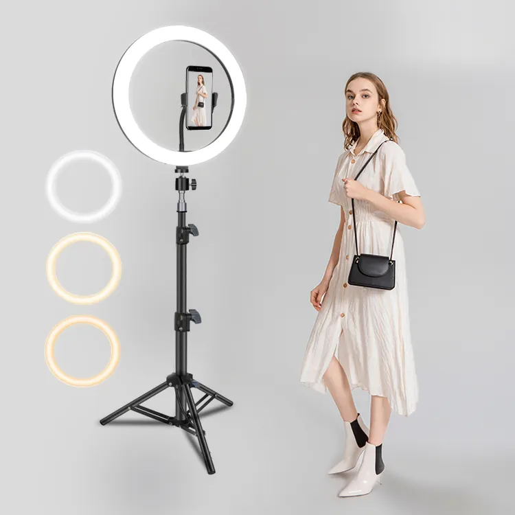 Lampu Fotografi Diameter 12 Inci Tiktok Cahaya Isi Video Hidup Makeup 10 12 Inci Lampu Cincin Swafoto Led dengan Dudukan Tripod