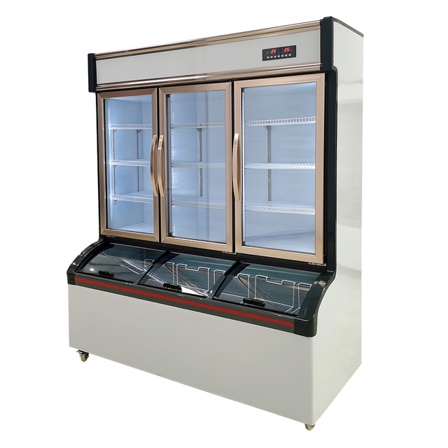 Commercial Supermarket 3 Glass Door Display Freezer Vertical Refrigerator Upright Fridge Frozen Food Drink Chiller