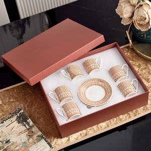 Bestselling Ceramic Bone China Eco-Friendly 6 Cup 6 Saucer Family Afternoon Tea & Coffee Set with Gift Box - Product Image 1