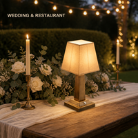 Lampe de table moderne sans fil en laiton avec abat-jour en tissu de lin, rechargeable, à commande tactile, à intensité variable, alimentée par batterie, pour mariage, restaurant, maison