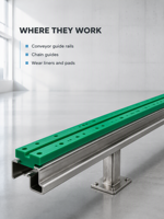 Bande transporteuse en plastique PE1000 haute résistance à l'usure pour chaînes à rouleaux, résistante aux produits chimiques, service OEM personnalisé de précision