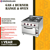 Cuisinière professionnelle pour restaurant, cuisinière à gaz en acier inoxydable à 4 brûleurs, avec contrôle de la température