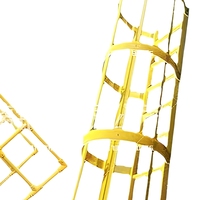 Plateforme de travail en fibre de verre jaune, échelle industrielle avec garde-corps et escalier pour l'entretien en usine