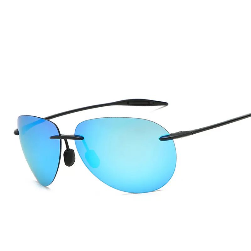 新しいフレームレスTR90メンズサングラス屋外販売よく偏光された新しいメガネ