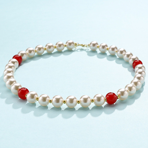 Collier de perles rouges, vertes et blanches pour femmes, collier ras du cou perlé pour les fêtes de Noël, bijoux délicats pour les soirées - Product Image 4