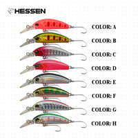 Leurre Minnow Hessen H20 35mm 3.5g multicolore à queue longue pour toutes les couches d'eau en PVC/TPE pour poisson-chat, marlin et brochet