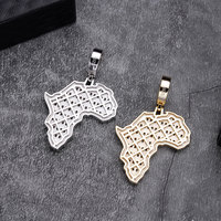 Derniers modèles de bijoux fins plaqué or 14 ct pendentif à breloques bling glacé baguette carte du monde afrique