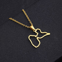 Colliers chaîne avec carte de la Guadeloupe du fabricant HY, en acier inoxydable argenté, plaqué or 18 carats, pendentif drapeau de la Guadeloupe