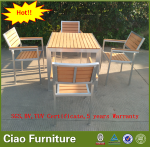 <span class=keywords><strong>Chaise</strong></span> <span class=keywords><strong>de</strong></span> salle à manger élégante et imperméable en plastique imitation bois pour extérieur, patio, café, jardin, bar et loisirs - Product Image 3