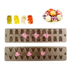 Hnoc bán buôn tùy chỉnh 3D động vật Caramel gấu hình dạng Gummy Khuôn Lá Vòng kẹo Silicone Baking khuôn