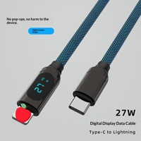 Câble de charge rapide USB-C vers USB-C tressé avec affichage numérique PD100W 5V 3A pour téléphones portables et ordinateurs portables