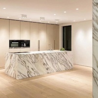 Dalle naturelle de marbre blanc Arabescato moderne de luxe pour les comptoirs d'îlot de cuisine d'escalier Carrelages de salle de bain Panneau mural de baignoire