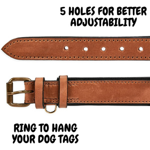 Manufacturer Wholesale Custom Logo Print Modern Adjustable Leather Dog <b>Collar</b> - Product Image 4