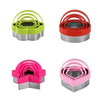 3-delige metalen koekjesvormenset met plastic handvat voor kinderen - milieuvriendelijke groente-/fruit-/gebakvormpjes