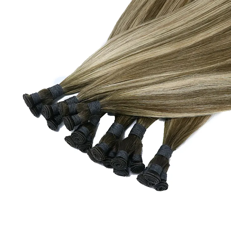 Hot Sale Invisible Hand Sewn Weft Hair, European Double Drawn Remy Hand Tied Weft Hair Extension