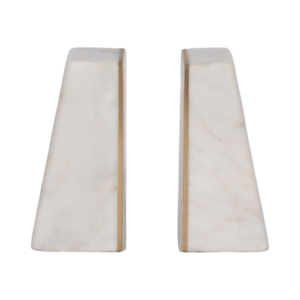 Fermalibri Trapezoidali Moderni in Marmo e Ottone, Decorazione per Libreria, Accessori per Scrivania Casa e Ufficio - Product Image 1