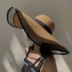 Women Straw Hat For Catwalk Fashion Rough Brim Straw Floppy Hat Summer Sun Beach Sun Visor Hat