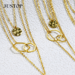 Collier long avec pendentif, vente en gros OEM/OEM, personnalisable, en acier inoxydable étanche, plaqué or ou argent, bijoux tendance unisexe - Product Image 2