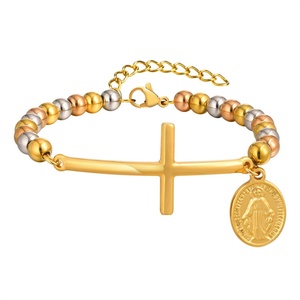 Pulsera de Rosario de la Religión Católica, Colgante de Cruz de la Virgen María, Pulseras de Joyería para Mujer - Product Image 4