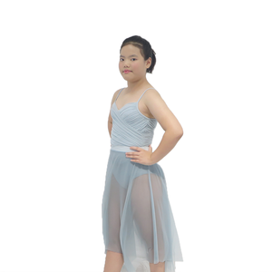 <span class=keywords><strong>Justaucorps</strong></span> de danse pour filles gris clair <span class=keywords><strong>avec</strong></span> motif plissé croisé et jupe en tulle Robe de ballet personnalisée pour les filles - Product Image 4