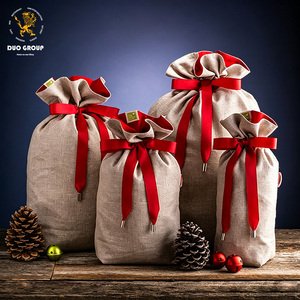 Sac cadeau personnalisé écologique à cordon <span class=keywords><strong>de</strong></span> serrage géométrique, emballage cadeau <span class=keywords><strong>de</strong></span> Noël, plusieurs tailles, sac cadeau pour vin - Product Image 3