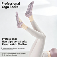 Calcetines de Yoga Profesionales para Mujer, de Alta Calidad, Ecológicos, de Algodón, con Tiras Antideslizantes, Transpirables, de Cinco Dedos