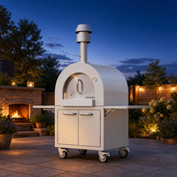 Four à pizza extérieur en acier inoxydable robuste, au bois et au charbon, avec tables latérales, pour restaurant