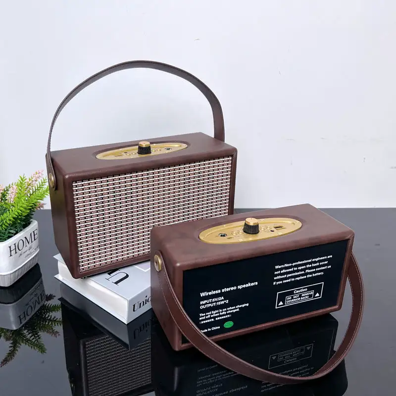 Alto-falante sem fio portátil com bluetooth, rádio retrô, alto-falante hi-fi estéreo subwoofer