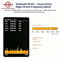 Détecteur de drones portable Vodasafe VS-F8 à bande ultra large, détecteur de signal de drone portable à spectre complet 100 MHz-8 GHz