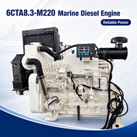 Moteur diesel marin SCDC Cums 6CTA8.3-M220 220HP 164kW 1800RPM, 6 cylindres en ligne, turbocompressé, refroidi par air, pour bateau de travail