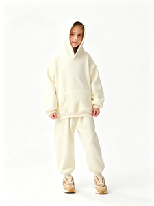 <span class=keywords><strong>Sweat</strong></span>-shirt à capuche pour enfants de haute qualité, couleur unie, style décontracté, en sherpa, laine d'automne, cachemire, ensemble de vêtements de sport pour enfants, vente en gros - Product Image 2