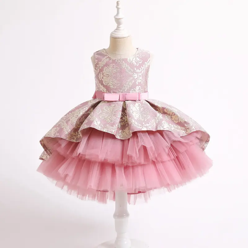 Magnifique robe sans manches petits enfants vêtements d'anniversaire enfants mode nouveau Design luxe fleur fantaisie filles robes de soirée