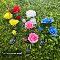 Lampe solaire réaliste en forme de rose, étanche IP65, LED, en acier inoxydable, pour jardin, pelouse, mariage, décoration de fête