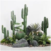 Mur végétal artificiel en pot, résistant aux UV, fleurs décoratives, couronnes et plantes, fausse décoration, grand cactus artificiel en pot