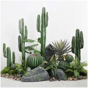 Mur végétal artificiel en pot, résistant aux UV, fleurs décoratives, couronnes et plantes, fausse décoration, grand cactus artificiel en pot - Product Image 4