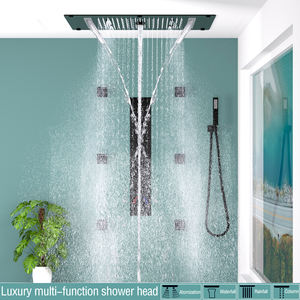 Sistema de ducha termostática de lluvia de alta presión de lujo, 7 manijas, válvula mezcladora de 6 vías, chorros de cuerpo de techo de lluvia de masaje único de latón - Product Image 3