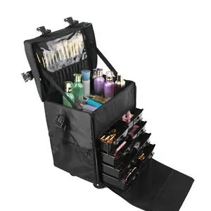 Tas Makeup Kotak Makeup Profesional Tas Alat Wadah Makeup Berpergian dengan Roda untuk Artis Luar Ruangan Grosir