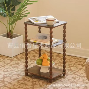 ชั้นวางของไม้ 3 ชั้น ขนาด 13.4x11.8x22.6 นิ้ว โต๊ะกาแฟแบบเคลื่อนย้ายได้สำหรับจัดเก็บในห้องนั่งเล่น - Product Image 3