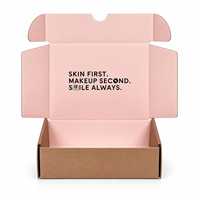 Boîte d'expédition personnalisée en carton ondulé rose poudré avec impression de message intérieur et approvisionnement en gros pour les marques de beauté